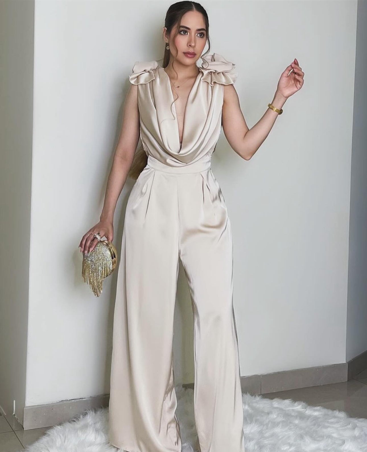 10424c Jumpsuit Champagne