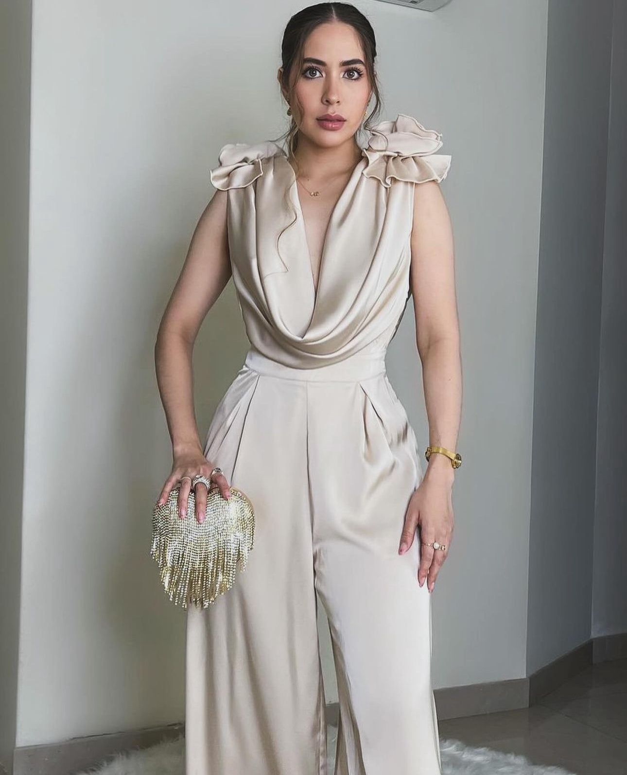 10424c Jumpsuit Champagne