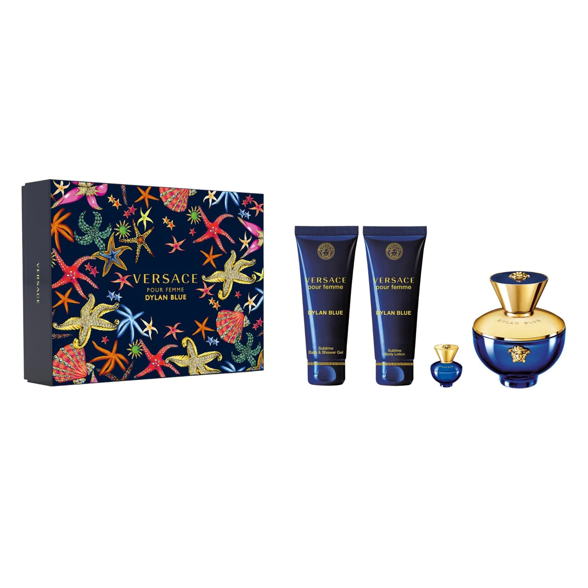 VERSACE DYLAN BLUE POUR FEMME EDP (W) / 4 PC SP 100 ML; BL 100 ML; SG 100 ML; SP 5 ML