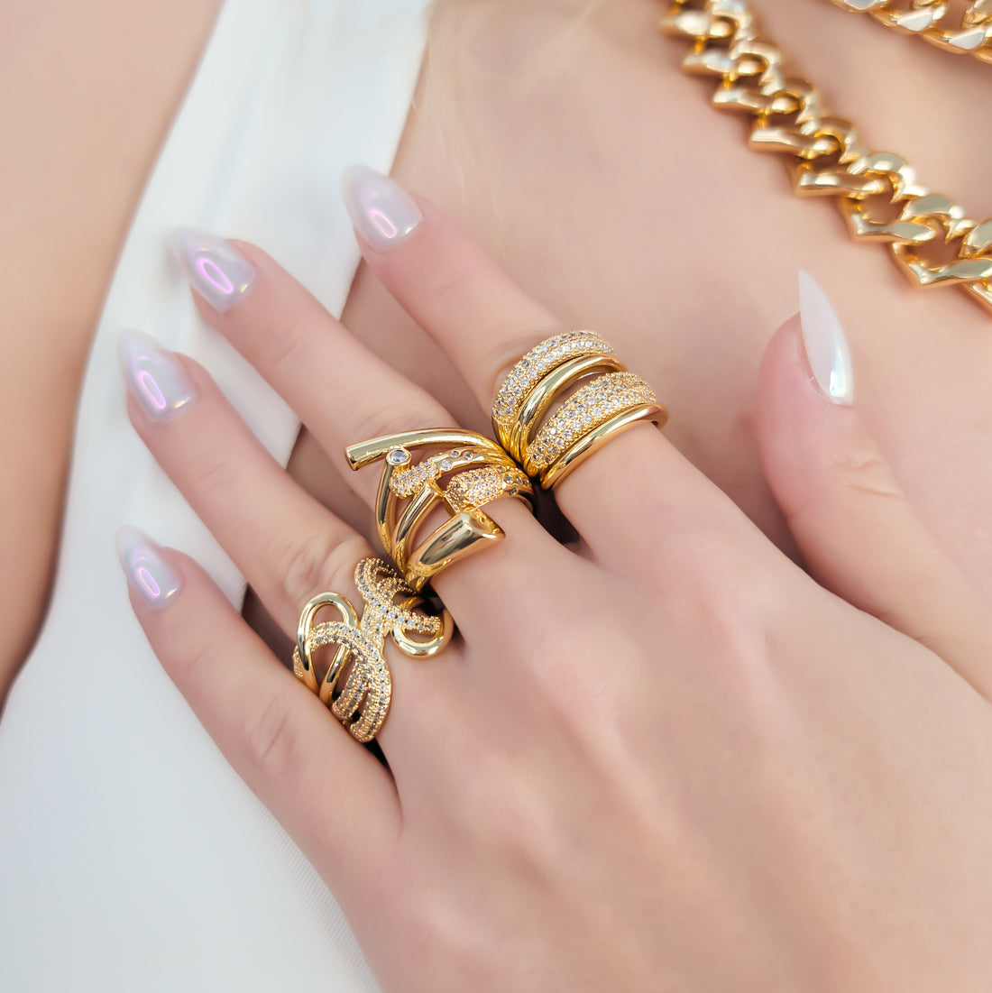 LRN322 Anillo doble silver Rhodium