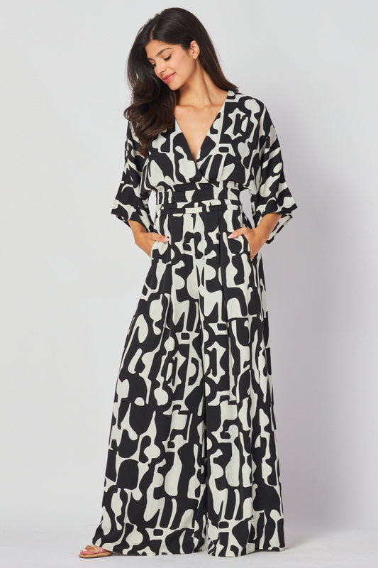 2727 Jumpsuit Negro con Blanco